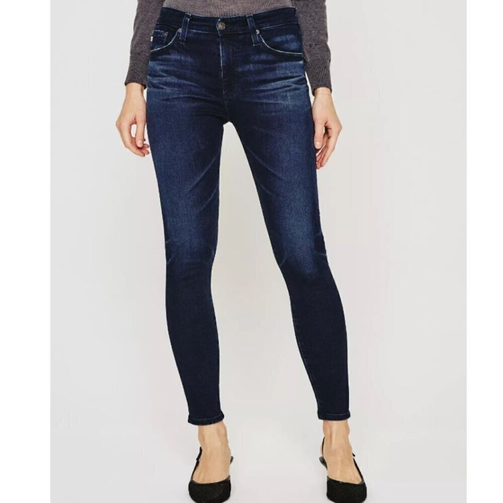 Ag Farrah Skinny Jeans Womens 31 Blue High Rise Ankle Crop, Dark Wash 3YINQ